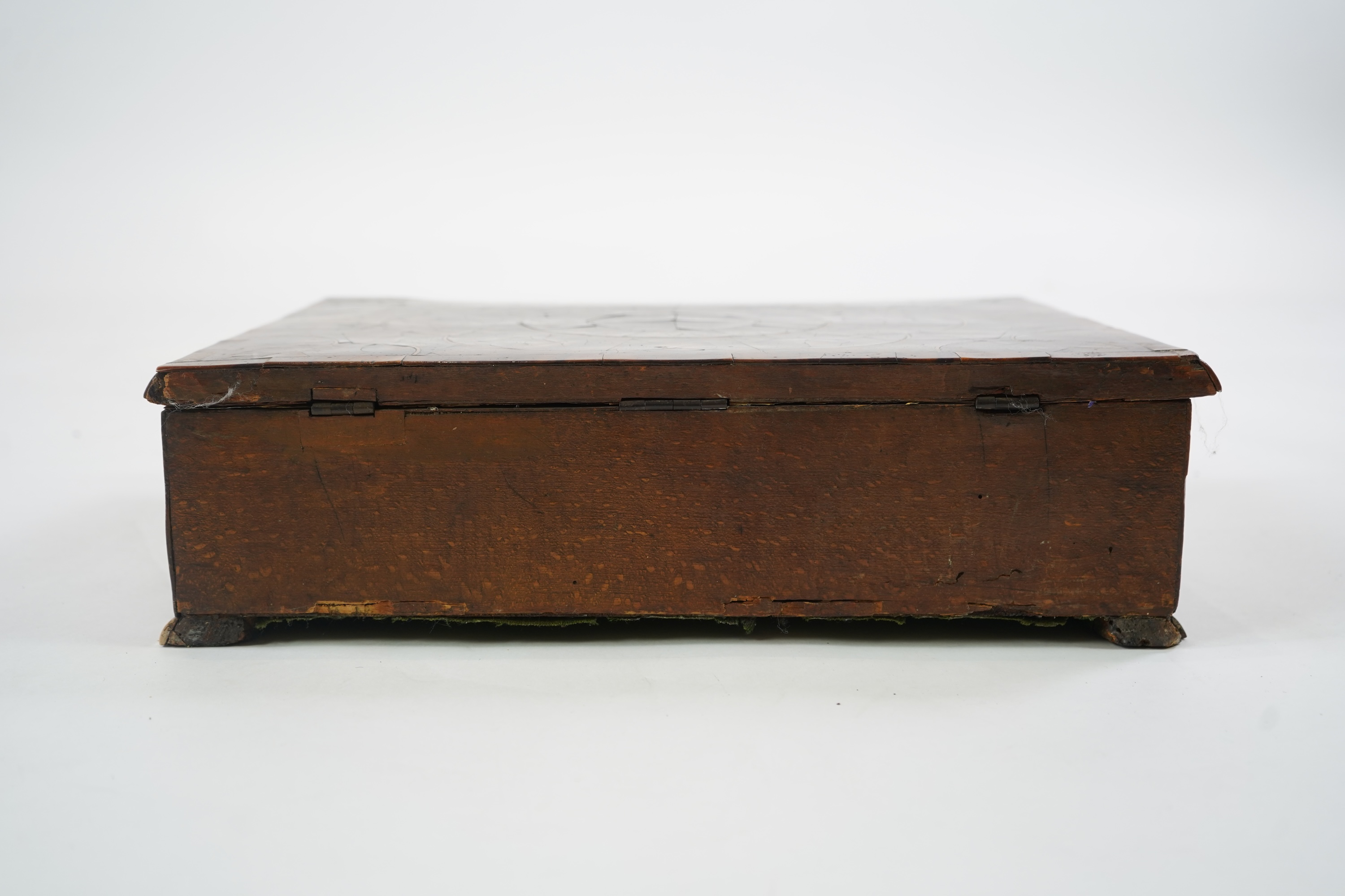 A William and Mary oyster olivewood veneered lace box